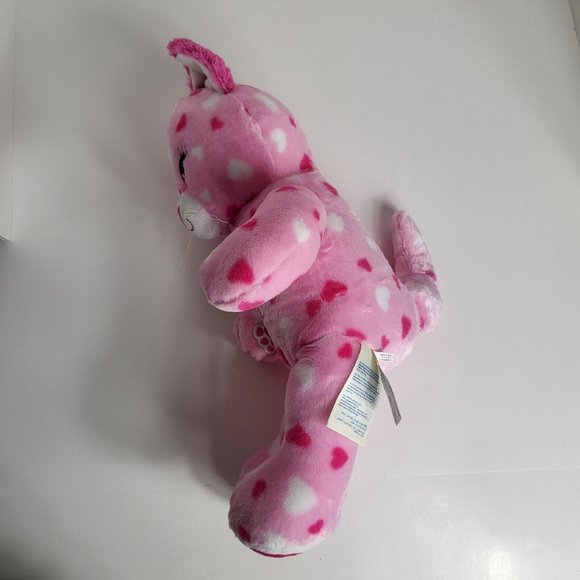 Build A Bear Workshop Plush Cat Kitten Pink White Hearts 17" BAB 2014 Soft Eyes - Picture 16 of 16